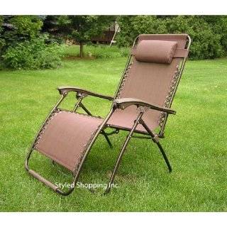   Beige Patio Recliner Folding Lounge Chair   2012: Patio, Lawn & Garden