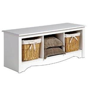 Coaster Storage Bench with Baskets and Cushions, White:  