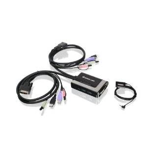 IOGEAR 2 Port USB DVI D Cable KVM with Audio and Mic GCS932UB (Black)