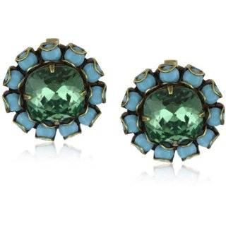   Filled Crystal Circle Dangle Earrings Aqua Swarovski Crystals: Jewelry
