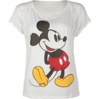  Mickey Mouse   Side Art Juniors T Shirt: Clothing