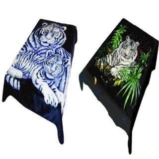 Reversible White Tiger Heavy Weight 3.2kg (7lbs) Acrylic Mink Blanket