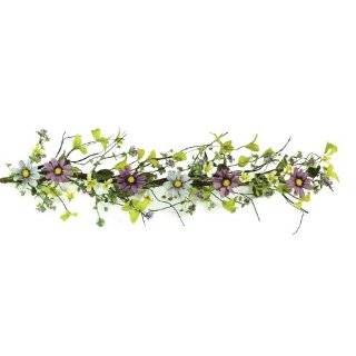 Melrose Twig Garland with Purple and Lavender Daisies, 48 Inch