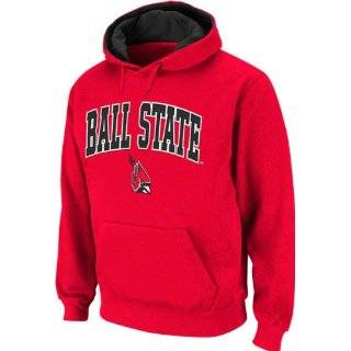  Ball State Cardinals Red Arch Hooded Sweatshirt: Sports 