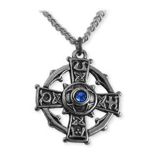 Raith Gras Blue Crystal Cross Necklace