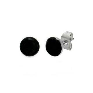 Urban Male Black Resin & Stainless Steel Mens Stud Earrings 7mm (Pair)