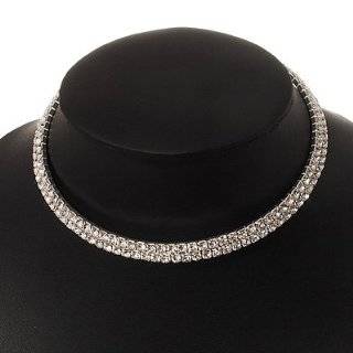    Silver Plated Clear Swarovski Flex Choker Necklace Jewelry