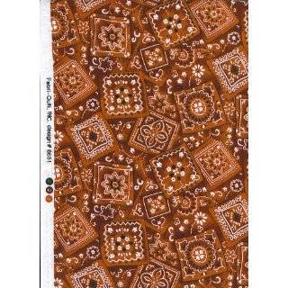 Fabri Quilt Ride Em Cowboy Bandana 8681 Rust Quilt Fabric 100% Cotton 