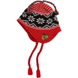 Chicago Blackhawks Red Black Cool Breeze Tassel Knit Beanie by Reebok