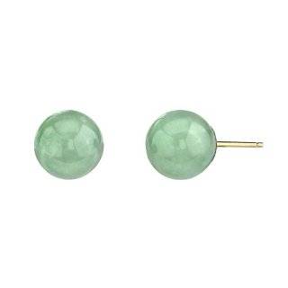  Large Green Jade Stud Earrings, 14k Gold: Jewelry