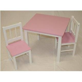 Kids Table and Chair Set (White Bases and Pink Tops)