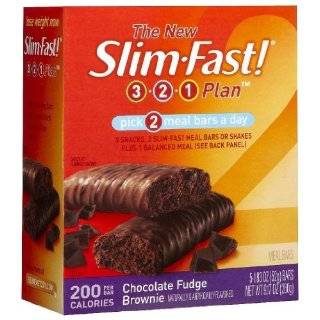 Slim Fast 3 2 1 200 Calorie Meal Bars, Chocolate Fudge Brownie, 5 Pk