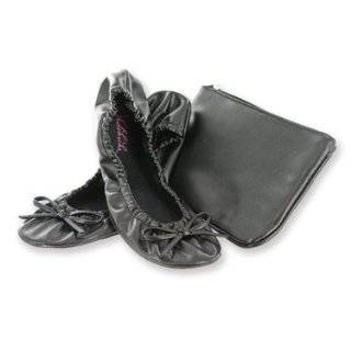 Sidekicks Foldable Ballet Flats Shoes w/ Carrying Case BLACK MEDIUM