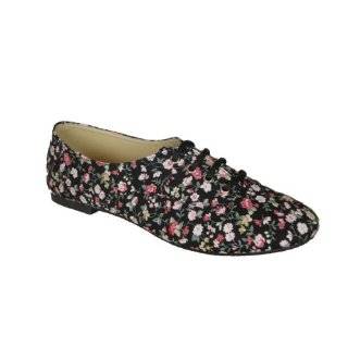  Womens Flat Lace Up Floral Vintage Brogues Shoes Shoes