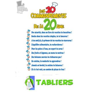 Tablier 10 Commandements 20 aine   Achat / Vente TABLIER DE CUISINE