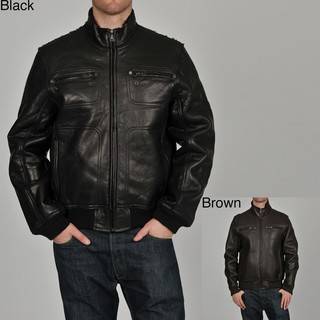 Knoles & Carter Mens Double Face Leather Bomber Jacket