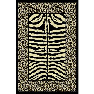 Alexa Cameo Zebra/ Leopard Animal Print Border Ivory Rug (311 x 57