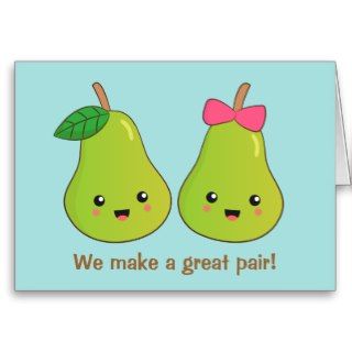 Dibujo animado de pares de peras con expresiones l tarjeta de