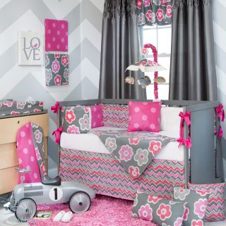 Glenna Jean Baby Girl Pink Grey Modern Crib Nursery Room Idea Bedding Quilt Set