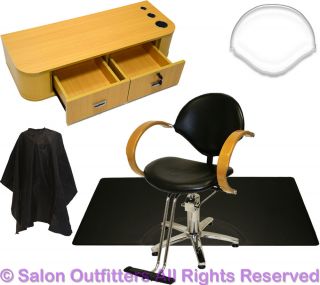 Natural Oak Styling Station Hydraulic Barber Chair Mat Beauty Salon Equipment