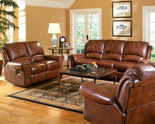 Italian Leather Sofa Set Leather 3pc Darby Recliner