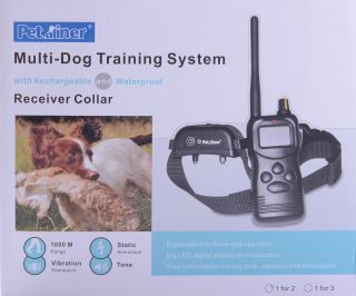 1000M Waterproof Remote Pet Dog Training Collar System for 1 2 or 3 Dogs Beeper