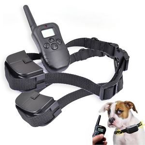 300 Yard LCD 100 Level Shock Vibra Remote Pet Dog Training Collar for 1 or 2 Dog