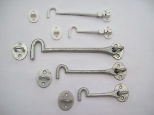 Cast Iron Galvanised White Cabin Hook and Eye Shed Gate Door Latch