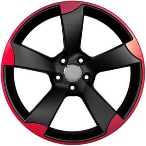 18" RS3 Style Matte Black Machined Red Wheels Rims Fit Audi TT MKII 45 Offset