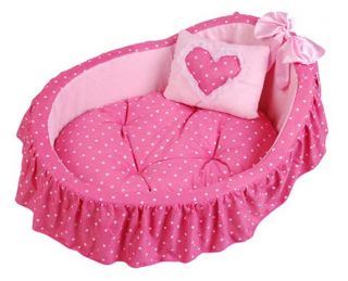 Princess Pet Dog Cat Bed House Basket Pink Blue Pillow