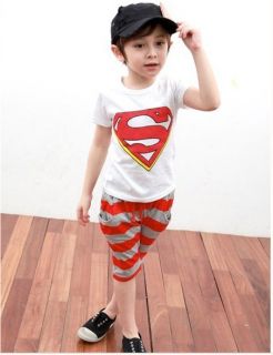 Toddlers Kids Superman Suits Fancy Superhero Costume T Shirt Pants Sets 2 3years