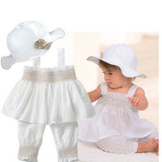 3pcs Baby Girl Kid Ruffle Top Pants Hat Set Outfit Clothes Costume 0 24M TYA9