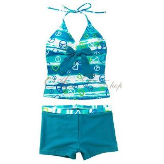 Girls Halter Tankini Swimsuit Swimwear Swimming Costume Bathing Ages 8 10 12 14