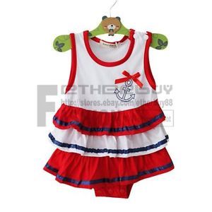 1pc Infant Baby Girl Sailor Romper Jumpsuit Dress Costume Clothes Outfit 12 24 M