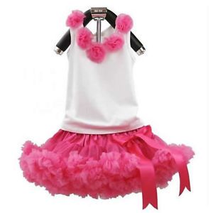 2pcs Toddler Kid Baby Girl Top Pettiskirt Tutu Dress Outfit Clothes 0 12M Pink