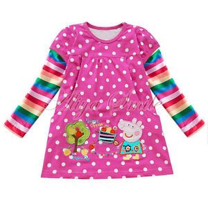 Baby Girls Pink Peppa Pig Polka Dots Top Dress T Shirt Clothing Sz 18 24 Months