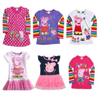 Baby Kids Girl Peppa Pig Tutu Dress Clothing Polka Dot Top T Shirt 6M 6Y 5 Style