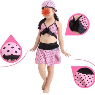 Cute Baby Toddler Girl's Kids Swimwear Bikini Swimsuit Skirt Polka Dot Pink