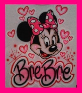 Custom Airbrushed Minnie Mouse Birthday Kid Baby Design with Name T Shirt D861