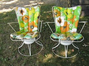Pair Vintage Homecrest Swivel Rocker Chair Mid Century Modern Patio Outdoor Lawn