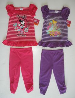 Disney Minnie Mouse or Tinkerbell 12M 18M 24M 3T 4T 5T Girls Two Piece Tunic Set