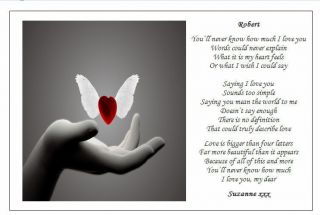 ♥ Personalised Love Poem Gift ♥ A Gift for My Lover Wife Husband Boyfriend ♥