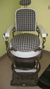 Vintage Koken Porcelain Barber Chair Round Seat