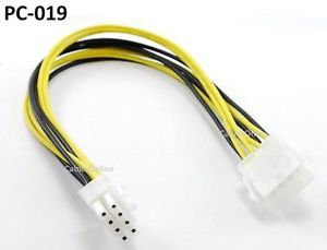 12" 8 Pin 2x2 ATX Power Supply Male to Female Extension Cable Cord PC 019