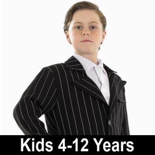 Child Gangster Suit Fancy Dress Mobster Costume 20s Bugsy Malone Kids Boys Male