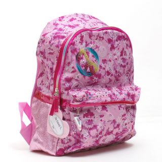 Skechers Twinkle Toes Girls Pink Rainbow Peace Sign Light Up Backpack