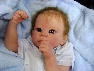 Adorable Reborn Baby Boy Art Doll Was Holly by Linda Murray Beautiful Hair