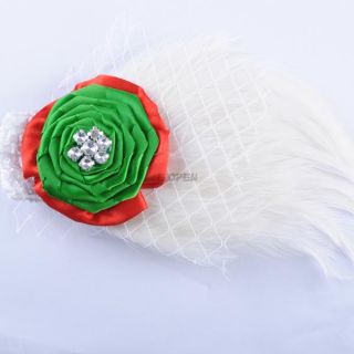 Fashion Feather Blooming Flower Lace Baby Girl Headband Hair Ribbon Hairband