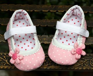 Details about Pink Mary Jane Toddler Baby Girl Polka Dot Walking Shoes