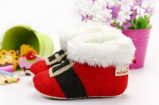 Toddler Baby Girls Boys Red Santa Claus Boots Christmas Crib Shoes Size 2 3 4